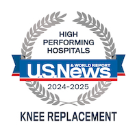 U.S. News and World Report 2024-25 High Performing Hospitals Logo: Knee Replacement